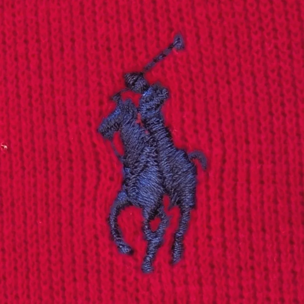 Polo Ralph Lauren Mens Red 100% Cotton Quarter Zip Pullover Sweater Size Large